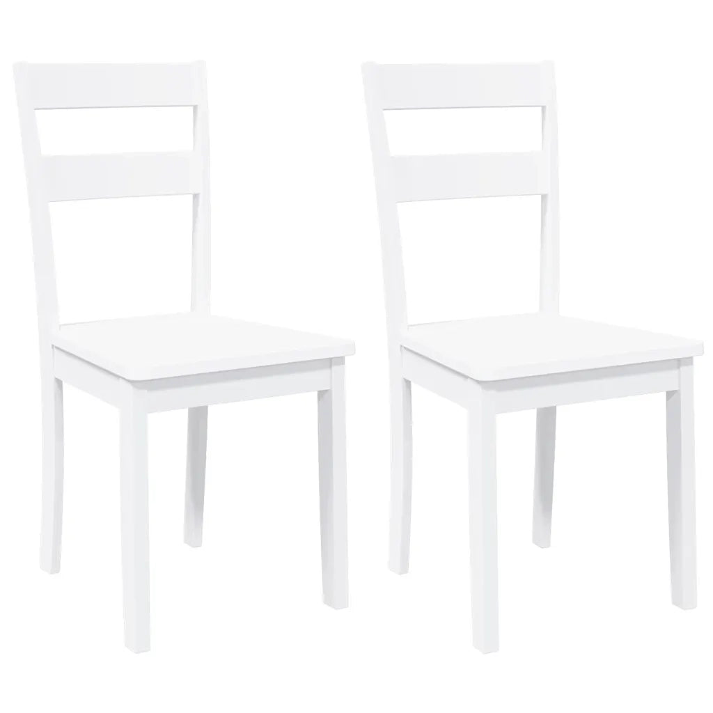 Sedie da Pranzo 2 pz Bianche in Legno Massello di Hevea 4102385