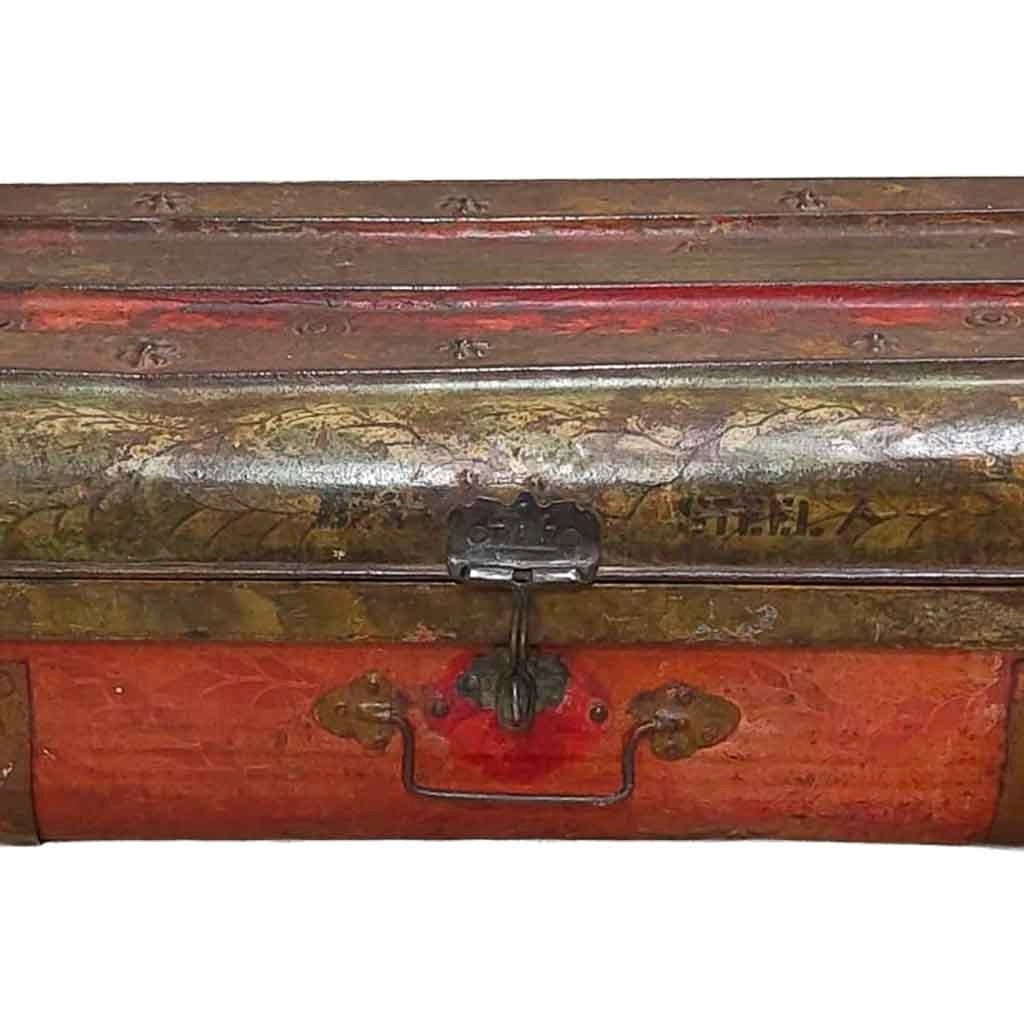 Valigia metallo artigianale rossa 67x37x25h cm