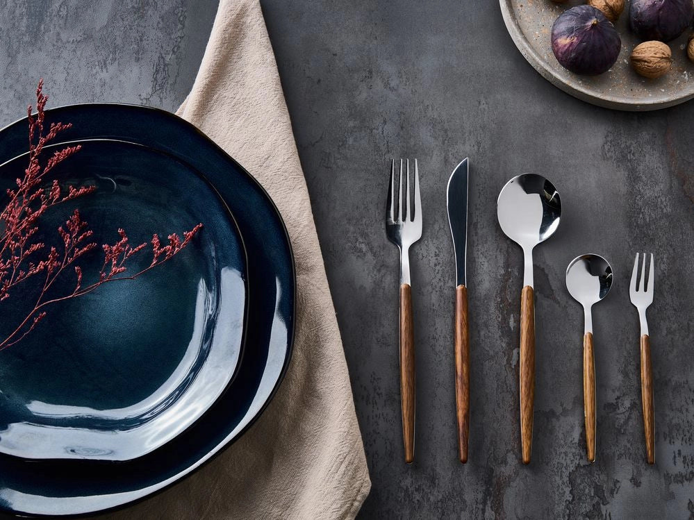 Set di posate Modern Glam 30 pezzi Coltello Forchetta Cucchiaio Cucchiaino da tè Forchetta da frutta Materiale sintetico Acciaio inossidabile argento
