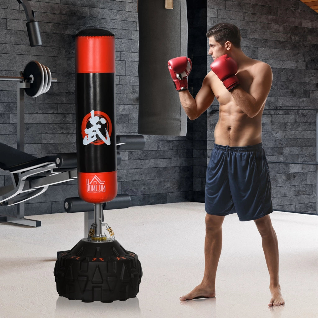 Sacco Boxe con Supporto Autoportante ¨C zephmum ¨C Nero e Rosso 60x60x180 cm