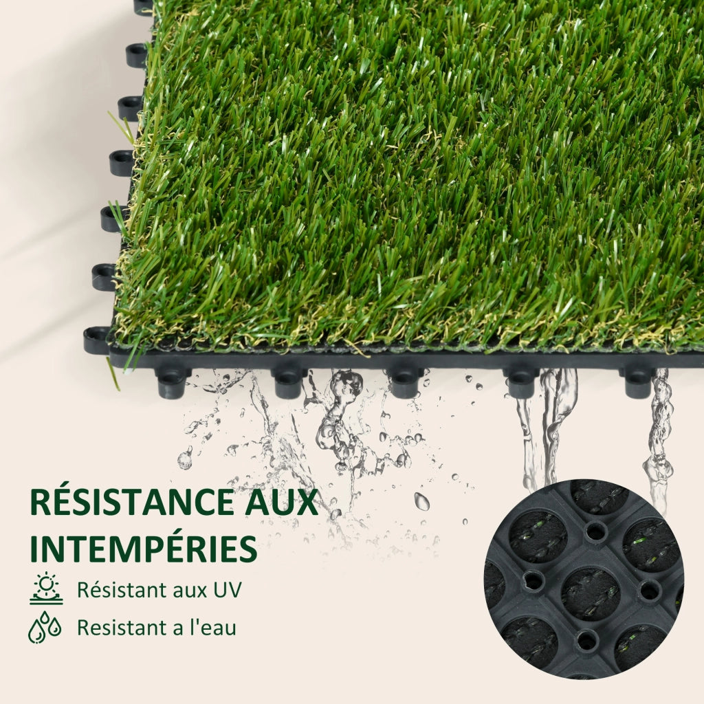 Tappeto erboso sintetico ¨C zephmum ¨C 10 pezzi 30x30 cm spessore 3 cm colore verde