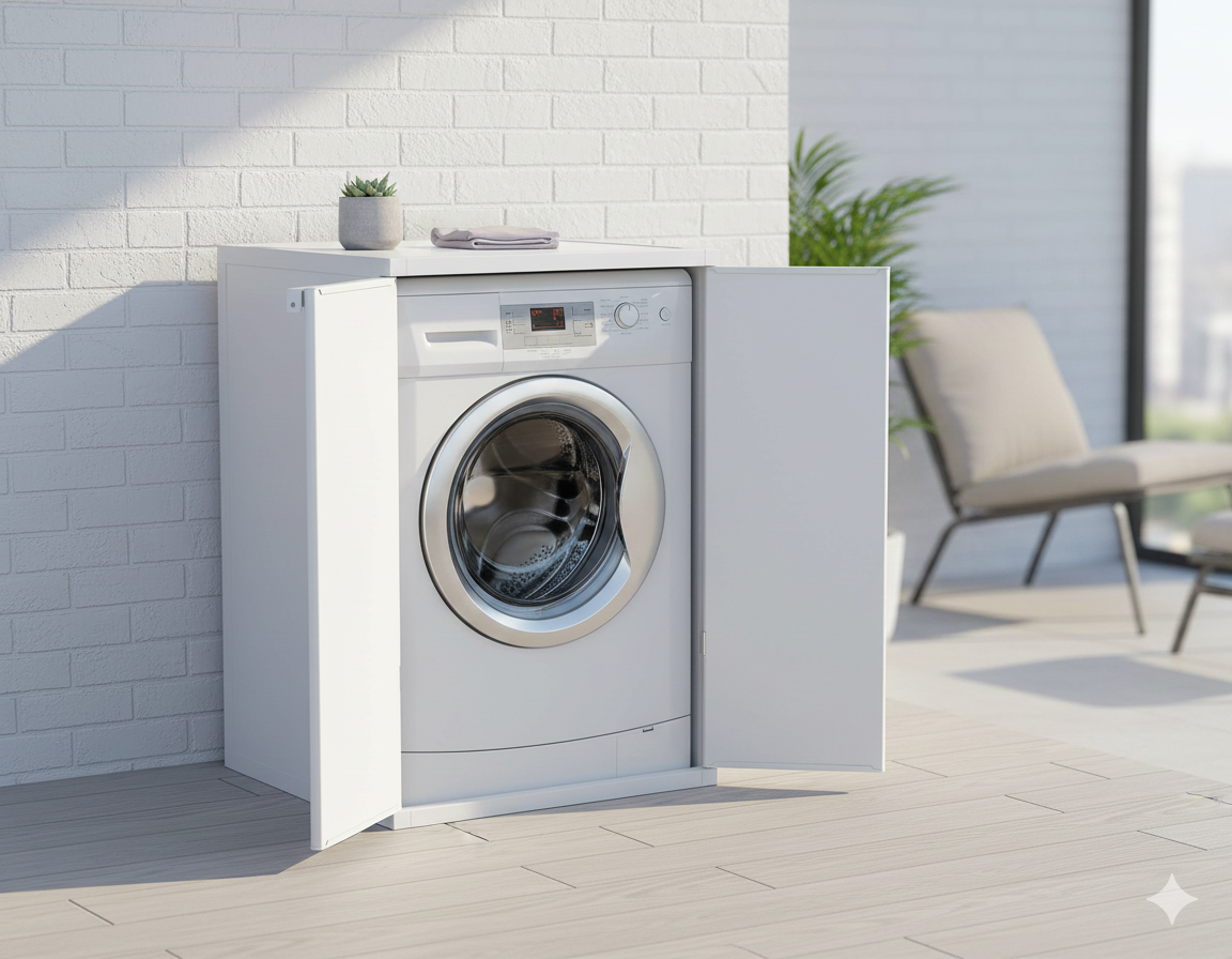 Coprilavatrice da Esterno 68,5x64x88 cm 2 Ante Bianco