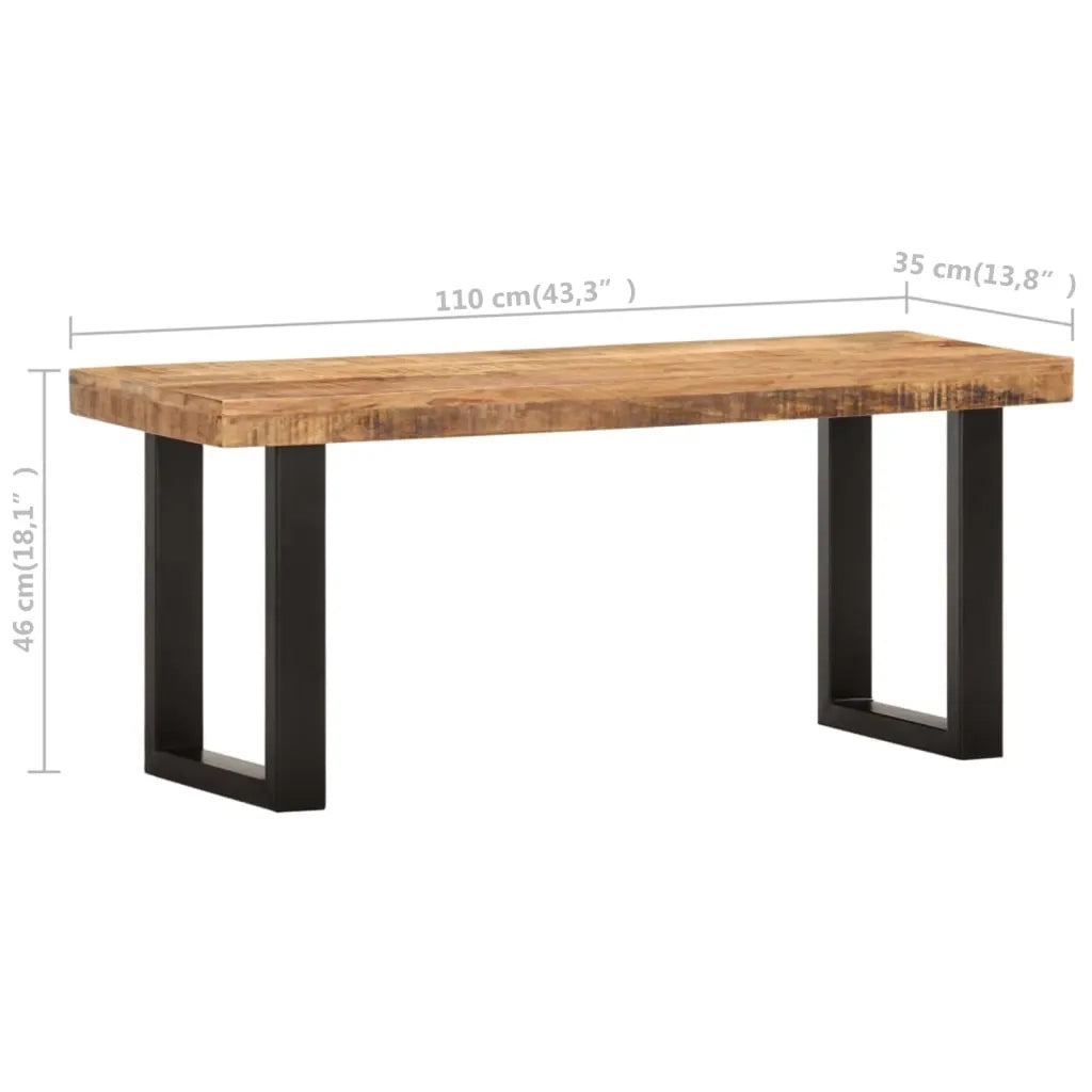 Panca 110 cm in Legno Massello di Mango e Acciaio 286460