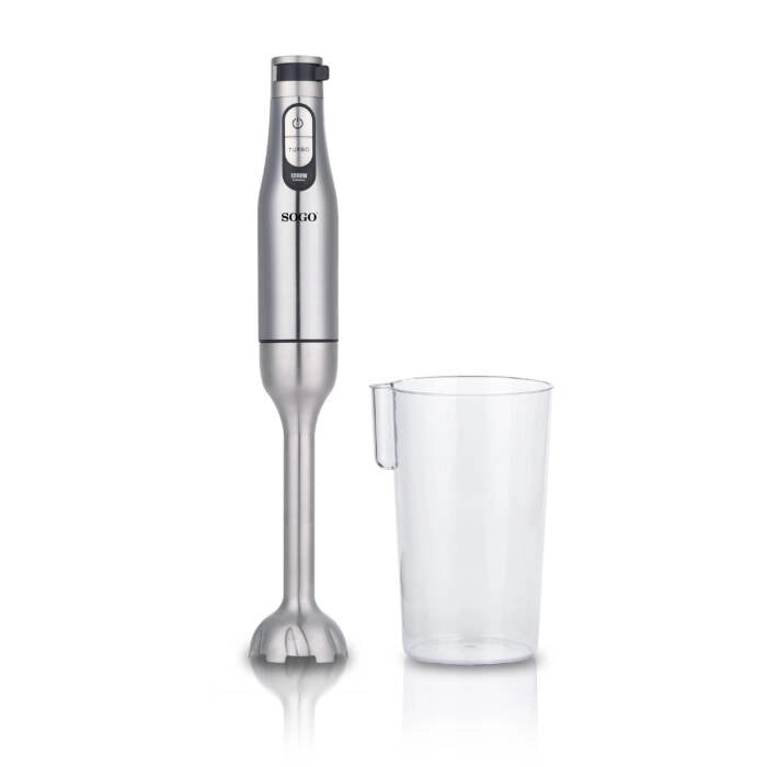 Frullatore a immersione 1200W con lame in titanio e 12 velocità, funzione turbo e bicchiere 600 ml per cucina - Sogo