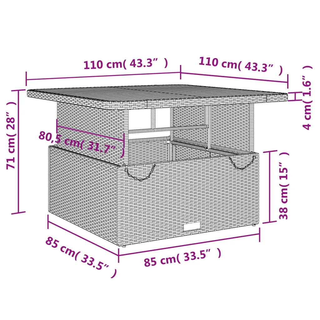 Set da Pranzo da Giardino 4 pz con Cuscini in Polyrattan Grigio 3277344