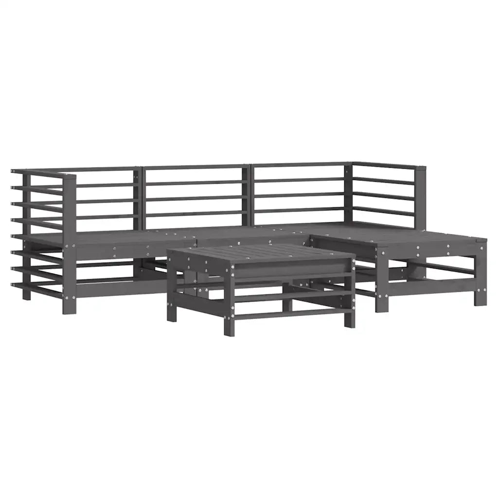 Set Divani da Giardino 5pz con Cuscini in Legno Massello Grigiocod mxl 76493