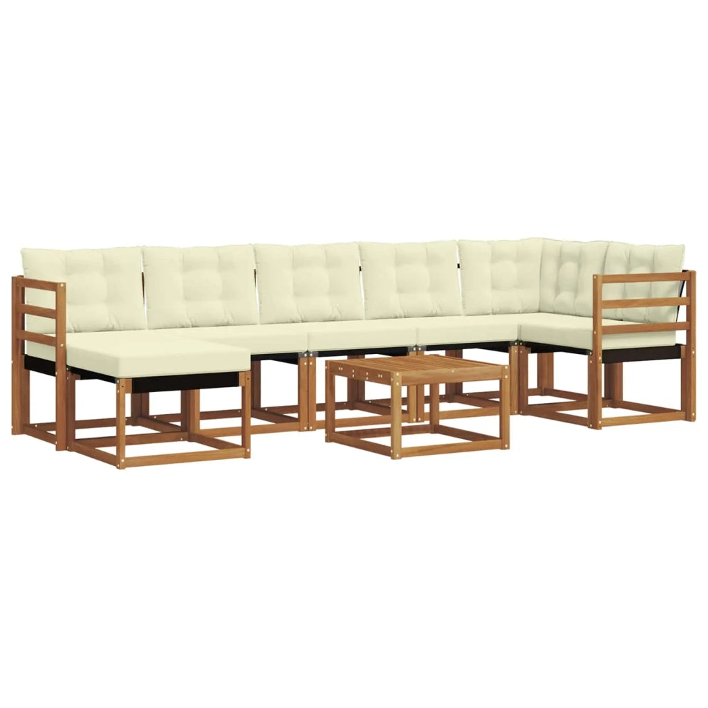 Set di divani da esterno con cuscino 8 pcs Naturale e Crema 3368893