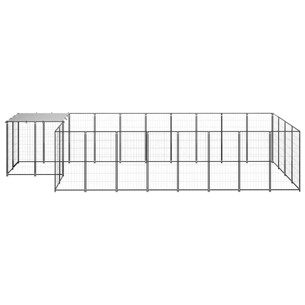 Recinto per animali da esterno per cani 10,89 m² 110 cm acciaio nero 02_0000486