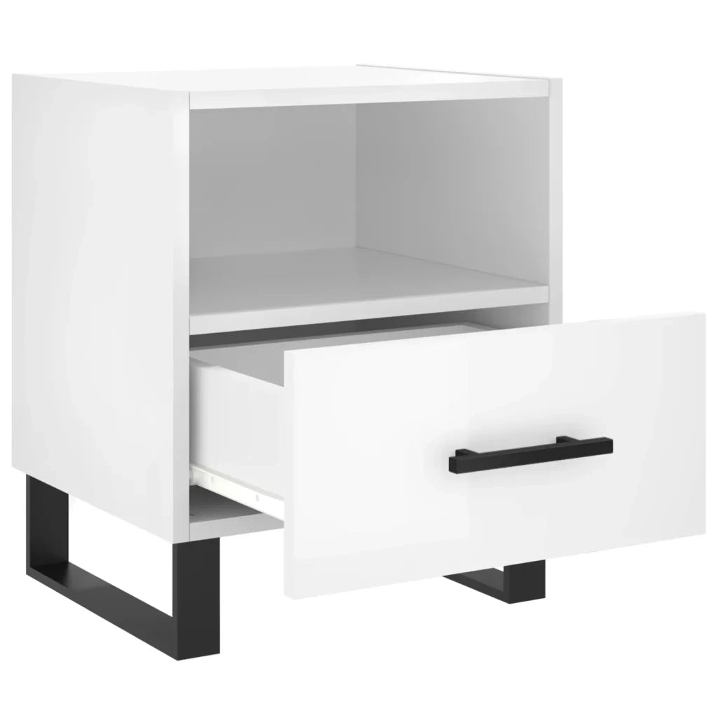Comodini 2 pz-Set di 2 Tavolino da notte Bianco Lucido 40x35x47,5 cm in Legno Multistrato 877771