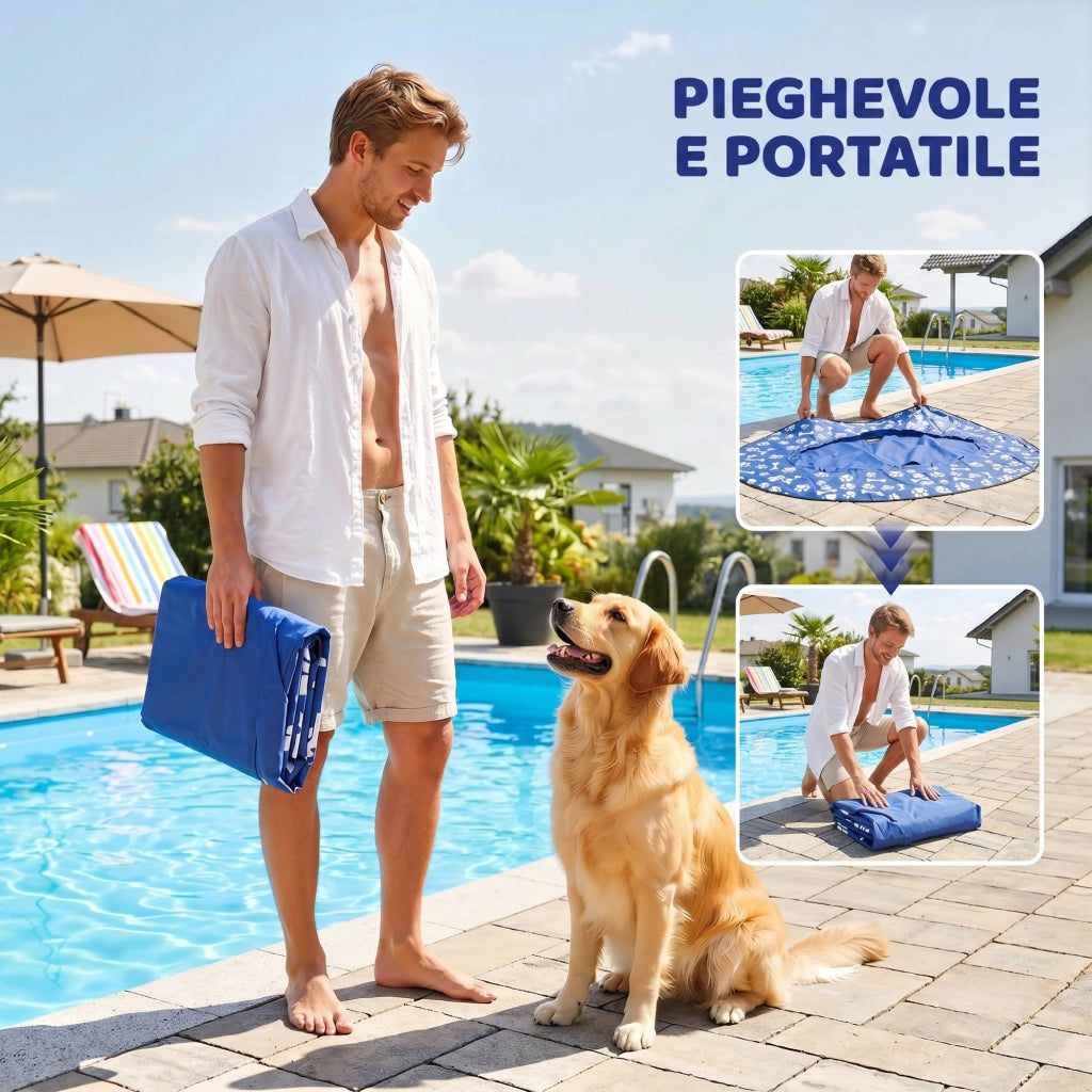 Galleggiante per Cani Gonfiabile 155x104x25 cm Pieghevole per Cani fino a 40 kg in PVC Blu