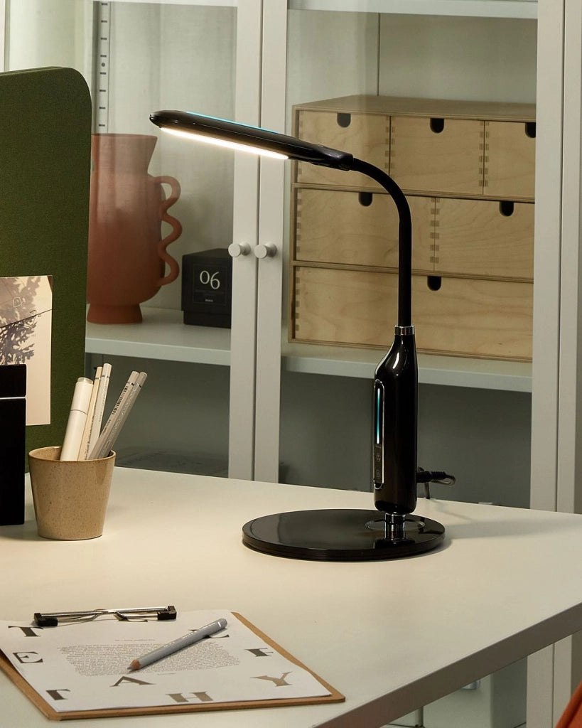 Lampada da ufficio LED nera materiale sintetico braccio regolabile 38 cm soggiorno ufficio cameretta