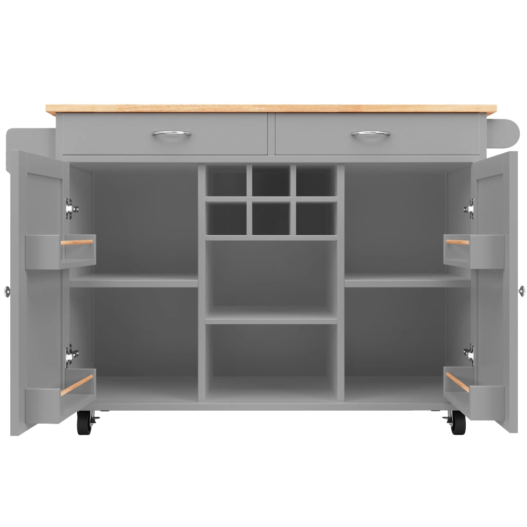 Carrello da Cucina con Ripiani Regolabili e Portabottiglie; con Ruote; per Cucina; in MDF e Metallo; 102x45x92 cm; Grigio
