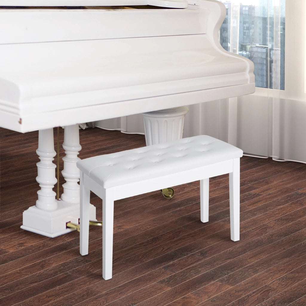 Sgabello da Pianoforte con Seduta in Similpelle e Scomparto ¨C zephmum ¨C Bianco 76x36x50 cm