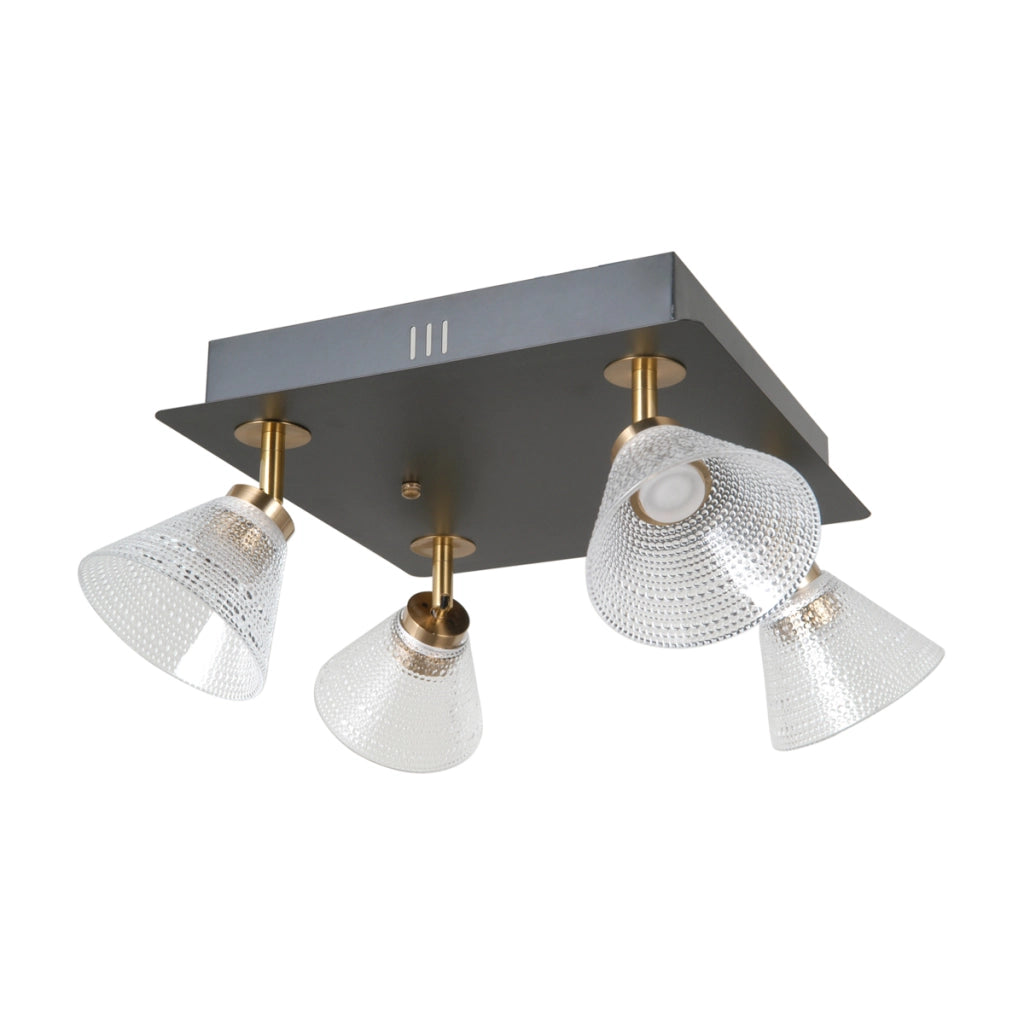 Plafoniera quadrata nera ORELLA vetro LED 16W Italux