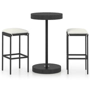 Set Bar da Giardino 3 pz | Set Salotto da Giardino con Cuscini Polyrattan Nero