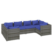 Set di mobili da giardino mobili da esterno 6 pezzi con cuscini resina intrecciata grigia 02_0016866