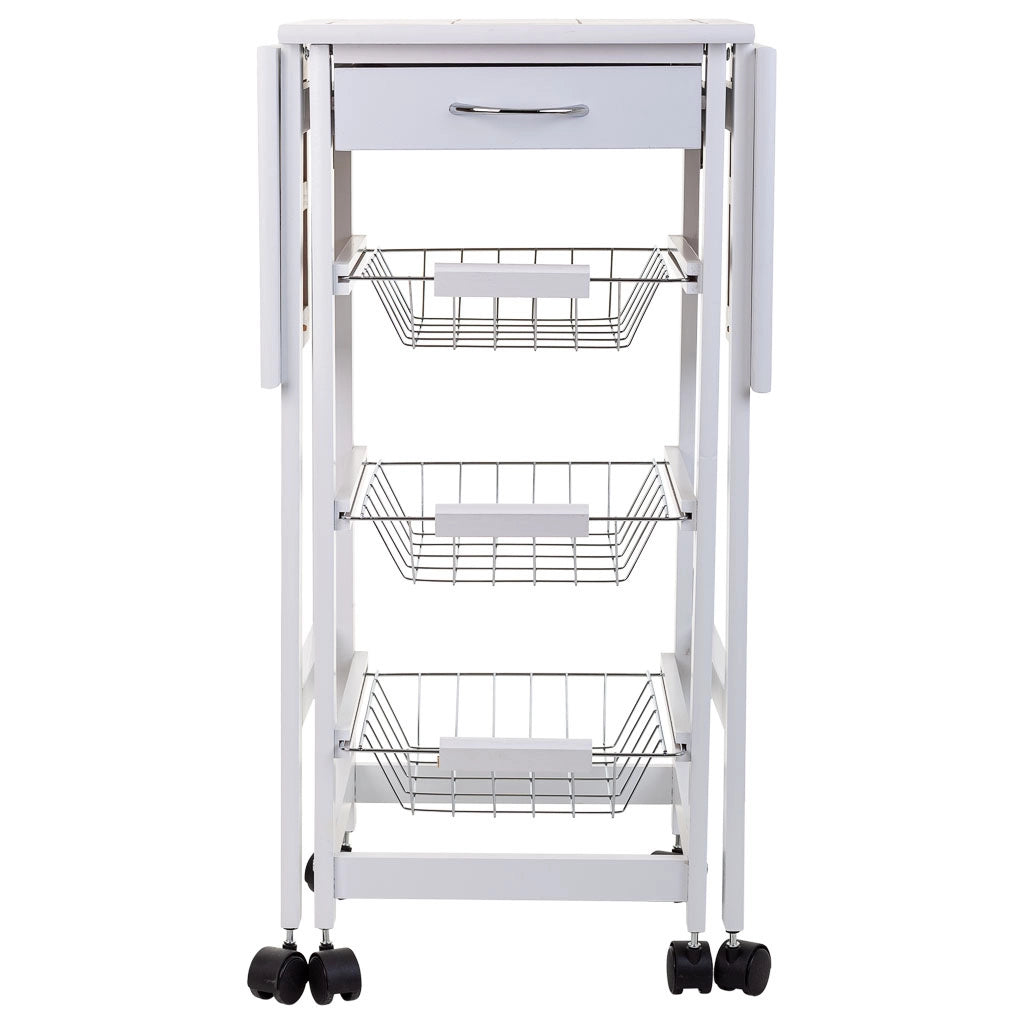 Carrello da cucina in legno bianco 37/91x37x79h