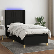 Letto a Molle con Materasso e LED Nero 90x190 cm in Tessuto 3138999