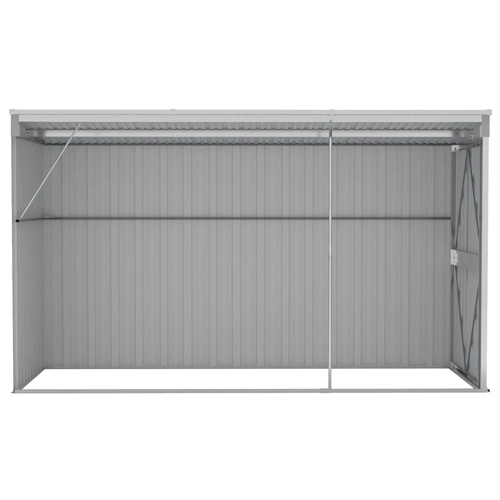 Capanno Giardino a Parete Grigio 118x288x178 cm Acciaio Zincato