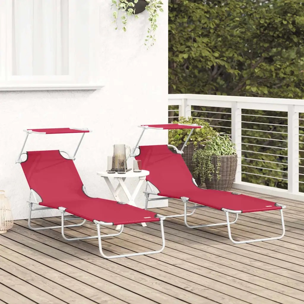 Lettino da sole 2 pcs Rosso 58 x 188 x 77cm Poliestere 42003061