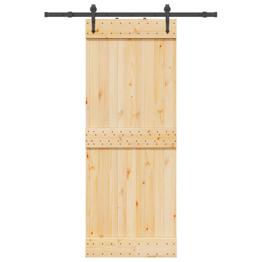 Porta scorrevole NARVIK Naturale e Nero 80 x 210 cm (152,5 cm)
