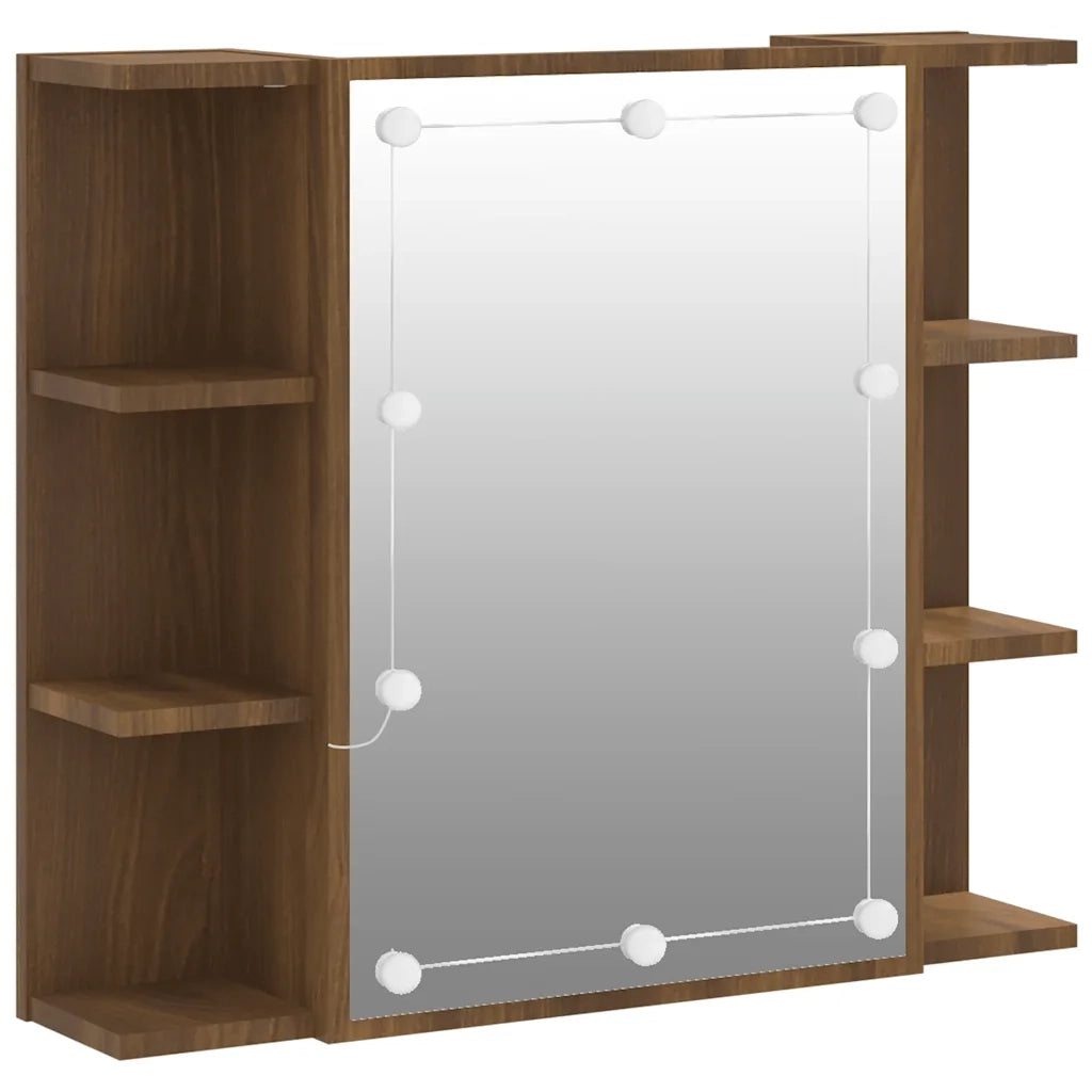 Mobile a Specchio | Armadio da bagno con LED Rovere Marrone 70x16,5x60 cm