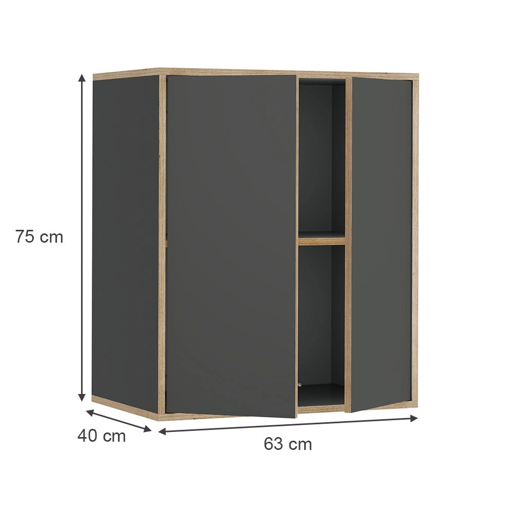 Vicco Libreria da parete Antracite 63 x 75 cm con 2 porte