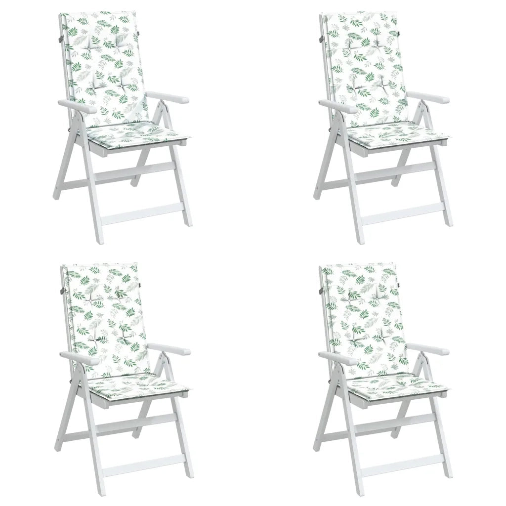 Cuscini per Sedia Schienale Alto 4 pz Motivo Foglie in Tessuto 361263