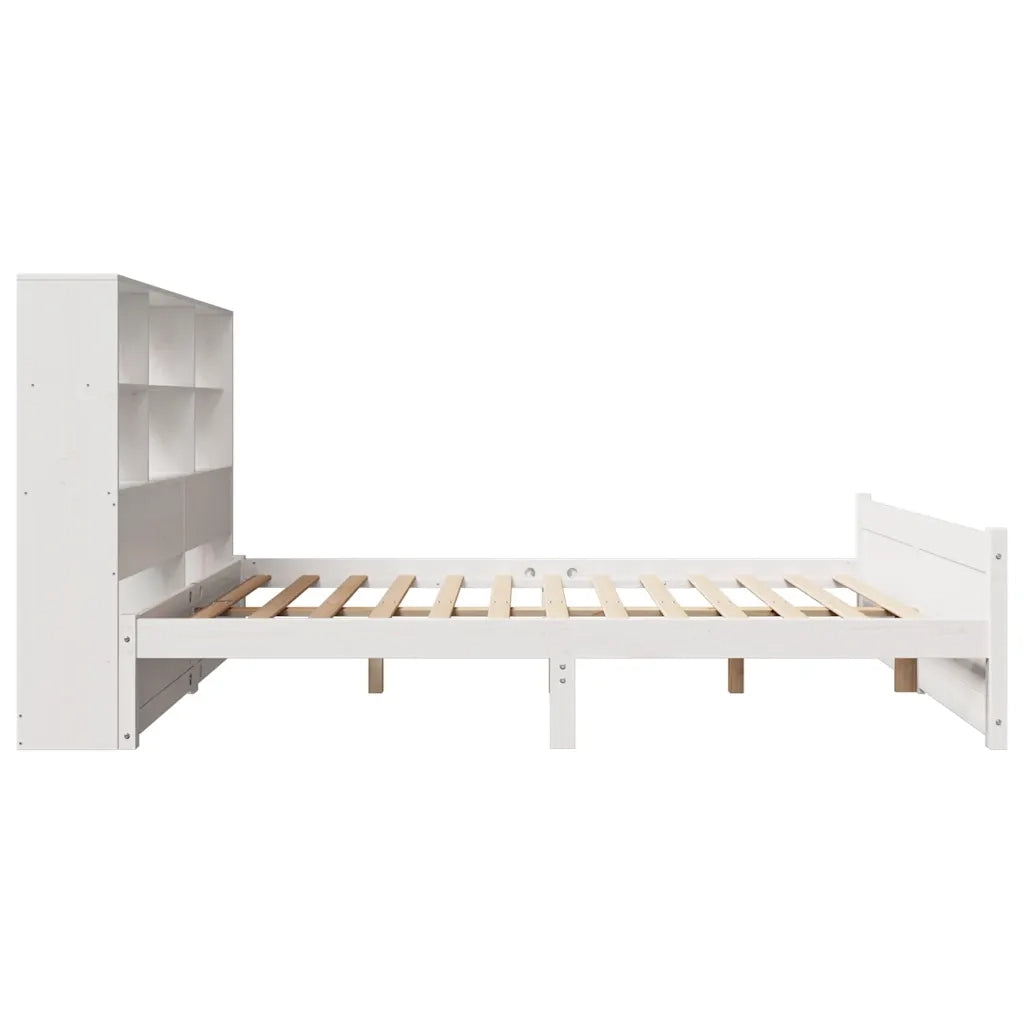 Letto Libreria senza Materasso Bianco 140x190 cm Legno di Pino 3322464