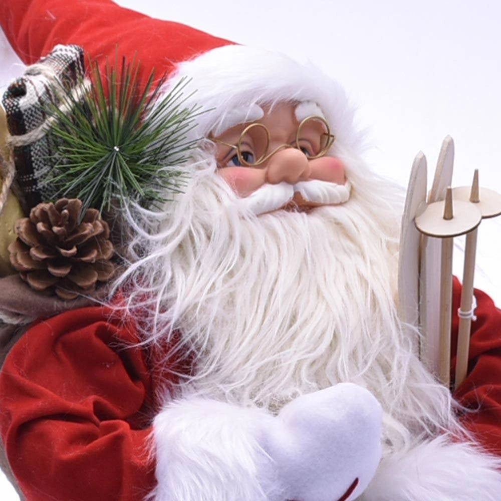 Trade Shop - Babbo Natale Classico 60cm In Plastica Vestiti In Tessuto Decorazione Natalizia -