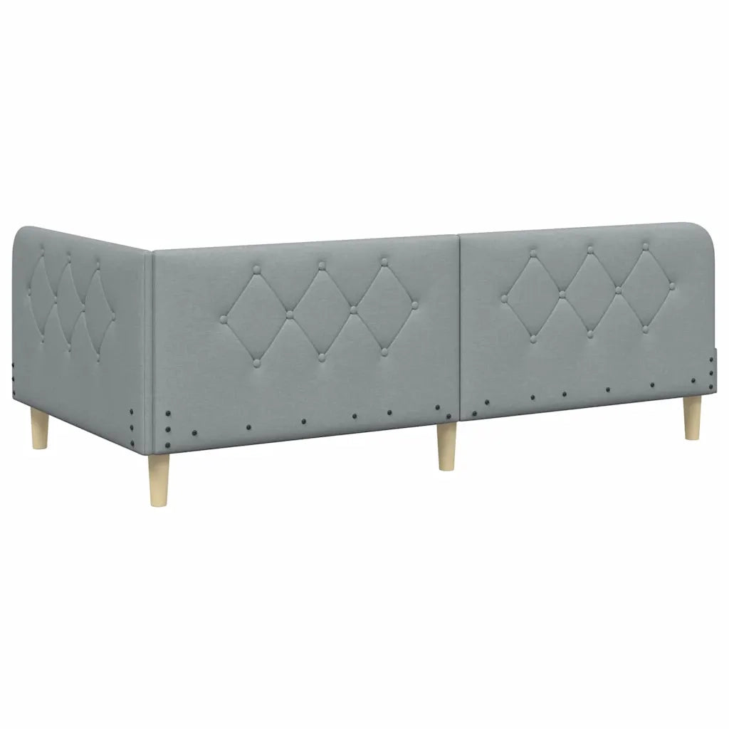 Cornice del letto ad angolo Grigio chiaro 90 x 190 cm Tessuto