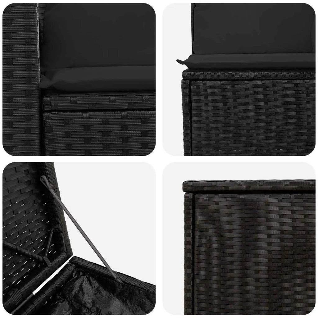 Set di divani 5 pz Nero Rattan sintetico e Acciaio 3447911