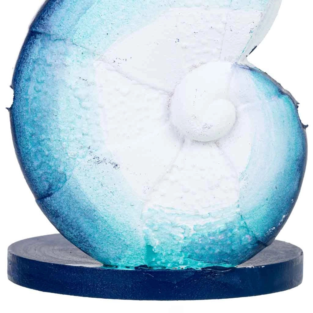 Portacandele a forma di conchiglia in resina blu, 9x8x13 cm