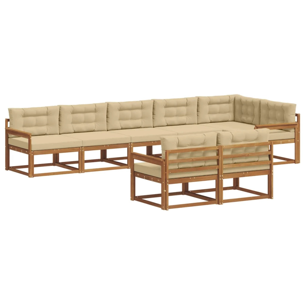 Set di divani da esterno con cuscino 8 pcs Naturale e Beige 3367746