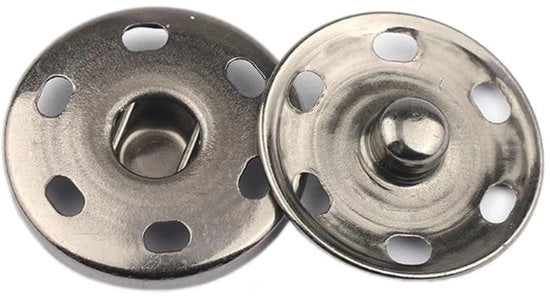 Set di Drukknopen Metalliche da 20 - Drukknopen per Abbigliamento - Utilizzo DIY e Restauro - Colori Antico Oro/Argento/Nero - Dimensione 15 mm