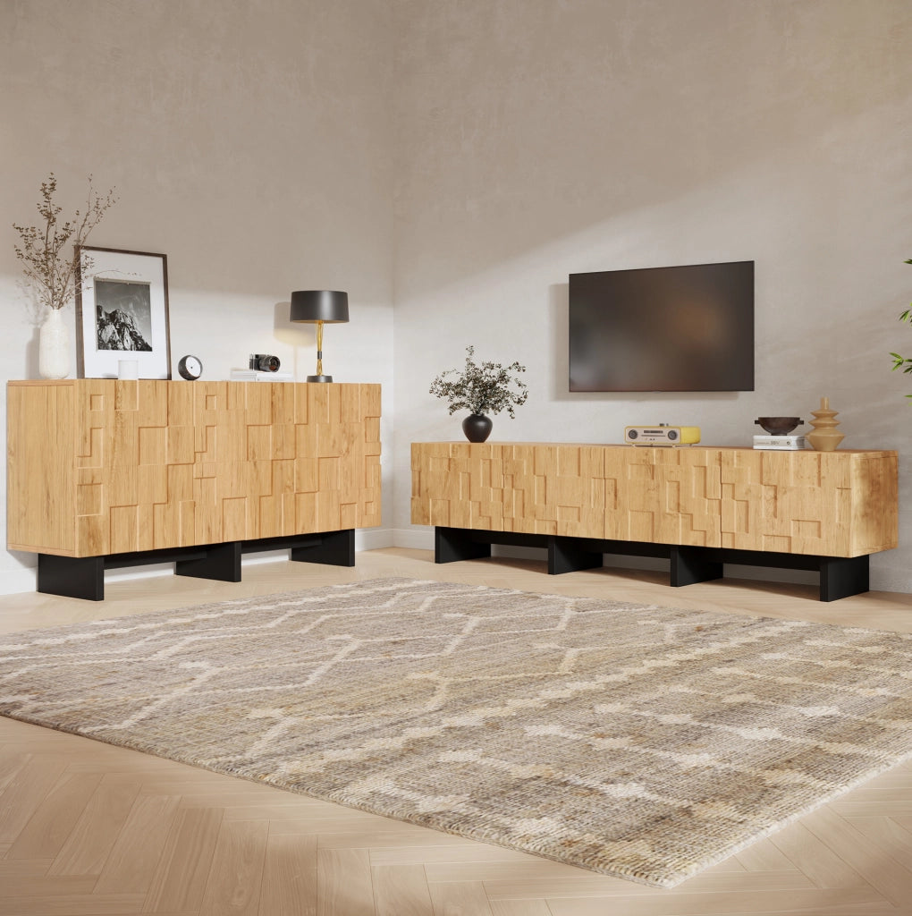 SET MOBILE TV e Sideboard Set da 2 pezzi Colore Legno Naturale