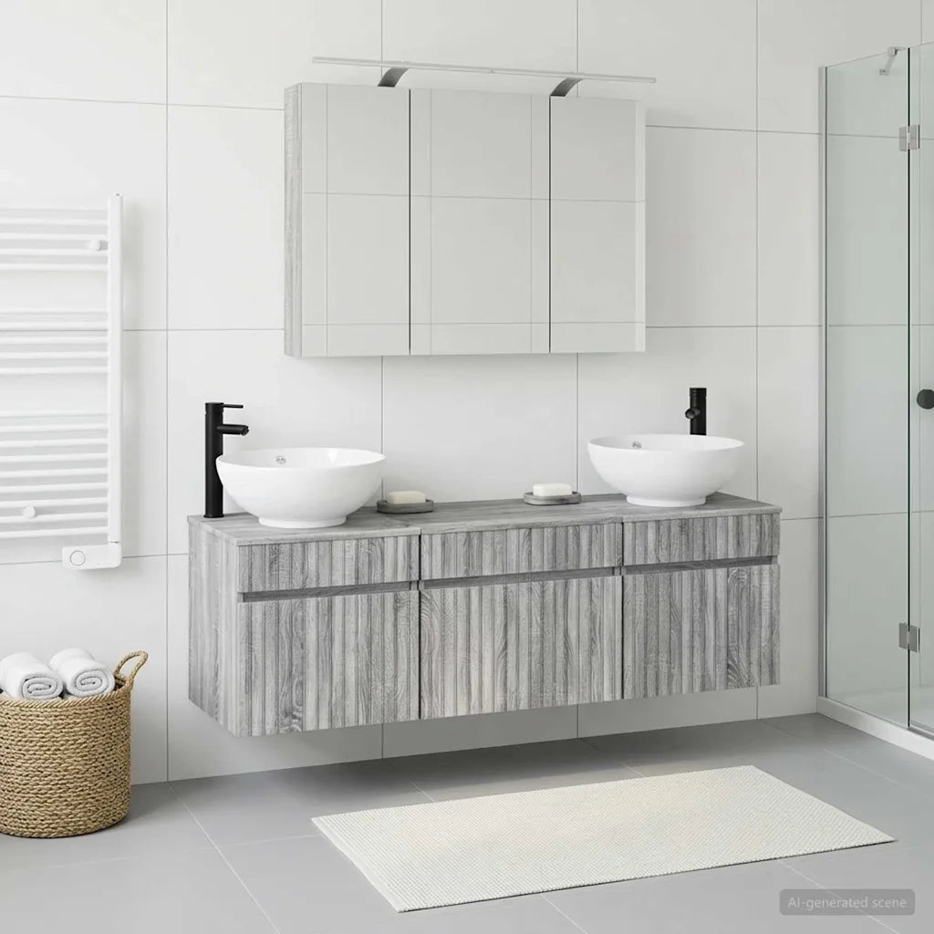 Set di Armadi da Bagno 4 pcs Sonoma grigio 100 x 14,5 x 70 cm 3406620