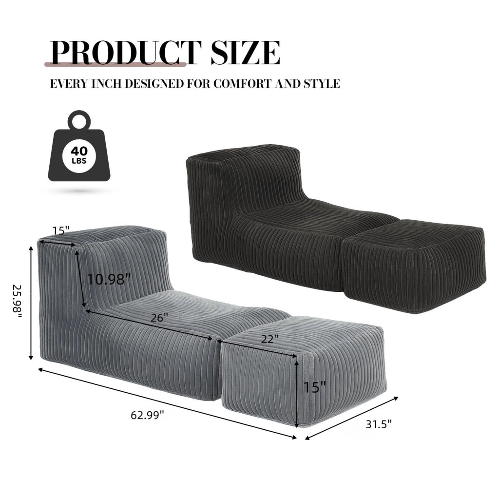 Poltrona da pavimento modulare ergonomica a 3 zone in flanella grigio scuro