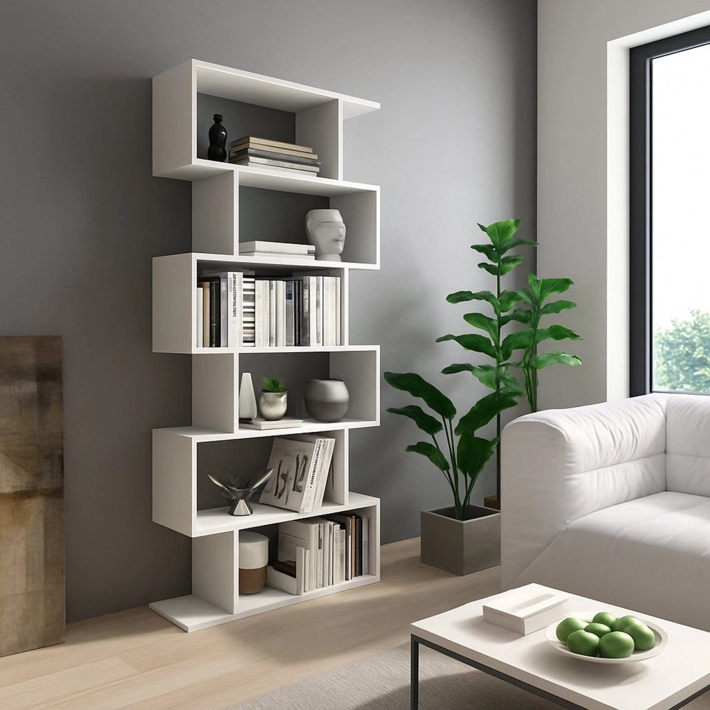 Biblioteca Clisi, Libreria 5 Ripiani, 80x25x191h cm Bianco
