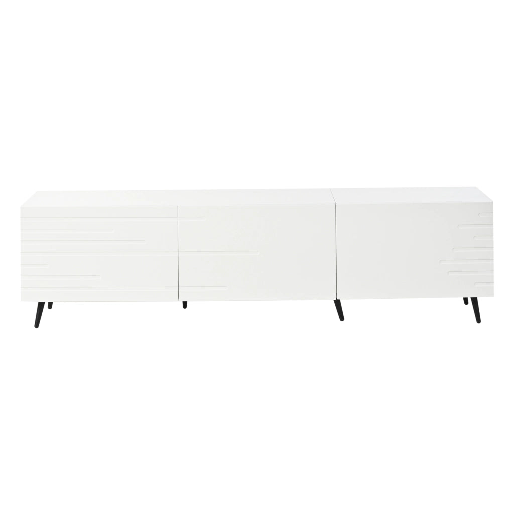 Mobile TV bianco 180x40x48 cm in MDF con 3 ante a ribalta e stampa 3D