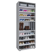 Legno Max Scarpiera H183 L70 P37 cm Mobile Porta Scarpe Salvaspazio con Ripiani Regolabili Colore Grigio
