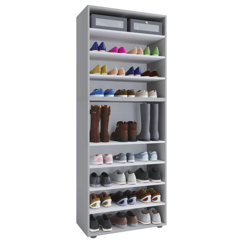 Legno Max Scarpiera H183 L70 P37 cm Mobile Porta Scarpe Salvaspazio con Ripiani Regolabili Colore Grigio