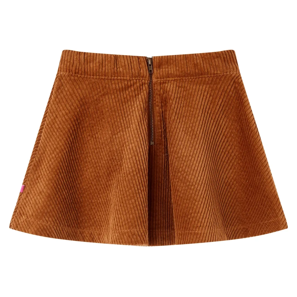 Gonna da Bambina con Tasche a Coste Cognac 116 CFW2147231