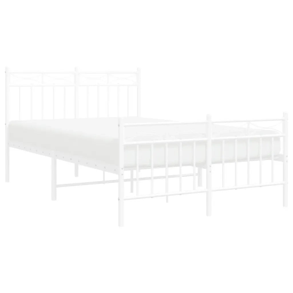 Giroletto con Testiera e Pediera Metallo Bianco 120x190 cm 373755