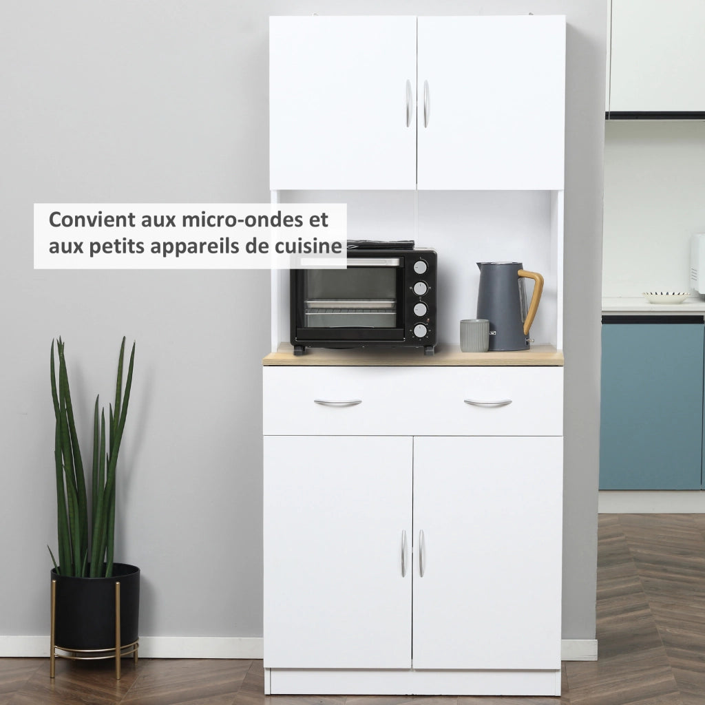 Armadio da Cucina ¨C zephmum ¨C 4 Ante, Cassetto, Bianco, 80x40x180cm