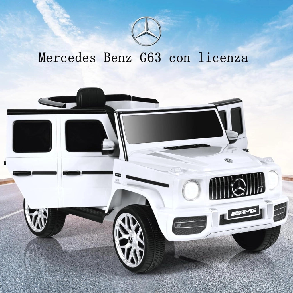 Macchina Elettrica per Bambini 12 V Mercedes Benz, Veicolo Elettrico a 2 Porte con MP3,con Telecomando,Carico 12,5kg, con Clacson,luci a LED e Cintura di Sicurezza, per 3 a 8 Anni (Bianco)