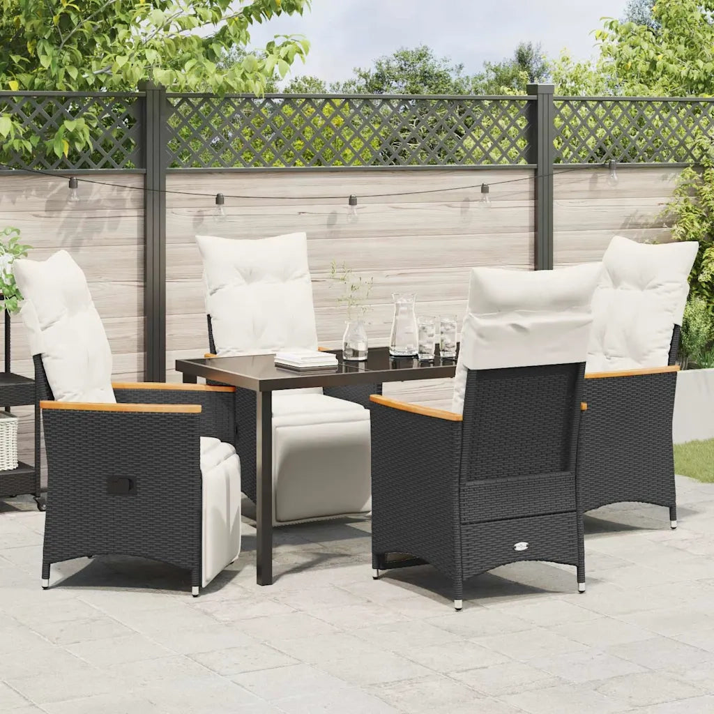 Set da Pranzo per Giardino con cuscino 5 pcs Nero polyrattan 3379613