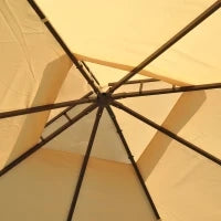 Gazebo da Giardino 3 x 3m con 4 Tende Laterali e Doppio Tetto Beige