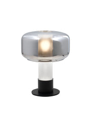Lampada da Tavolo Flick Fumé, Struttura in Metallo e Vetro Borosilicato, Dimmerabile al Tocco, Attacco E14 15W, IP20 - Flick