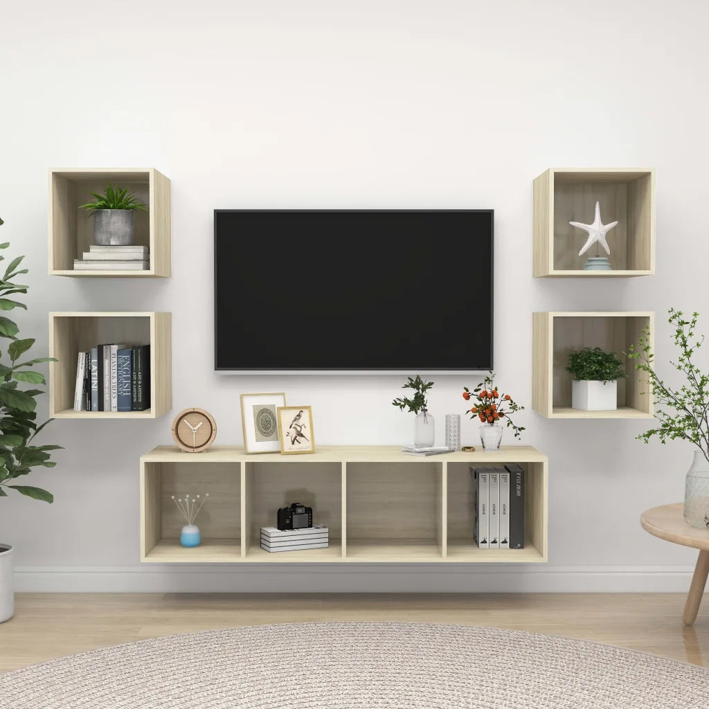 Set Mobili TV 5 pz-Credenza per TV Rovere Sonoma in Legno Multistrato 951187